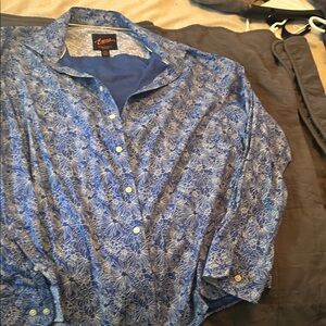 Egara Blue and White Floral Casual Shirt
